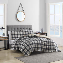Lewes Grey Twin Reversible Comforter & Sham Set,Smoke,large
