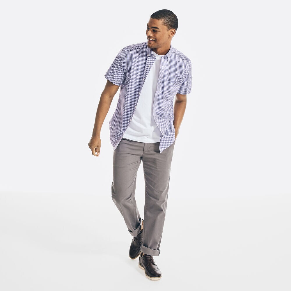 GINGHAM SHORT-SLEEVE SHIRT,Ocean Violet,large