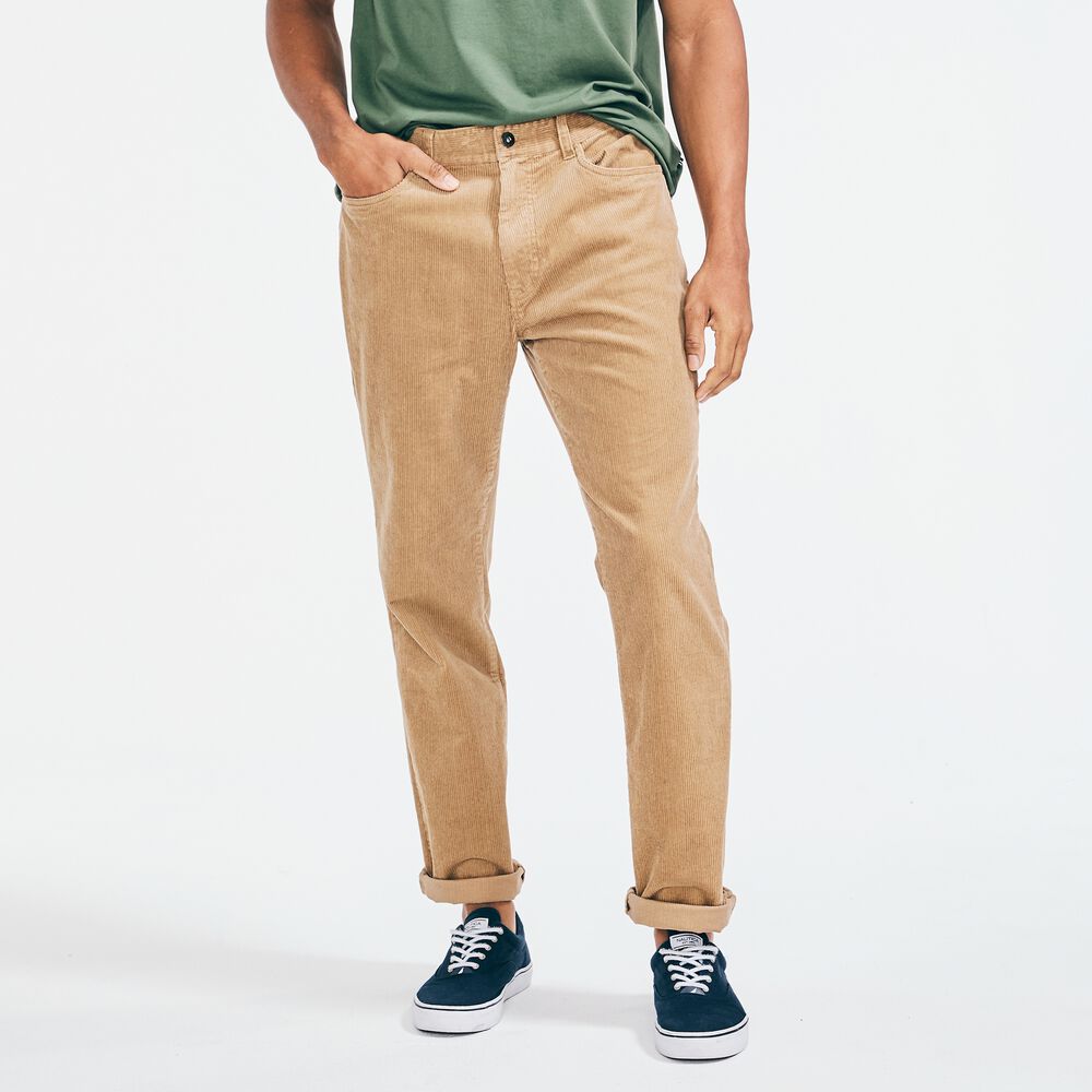 STRAIGHT FIT CORDUROY PANT,Dark Brown,large