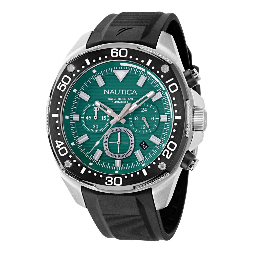 NCT Blue Sail Chronograph Silicone Watch,Black,large