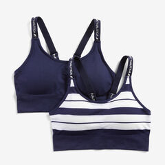 SEAMLESS LOGO STRAP BRALETTE, 2-PACK,Navy,large