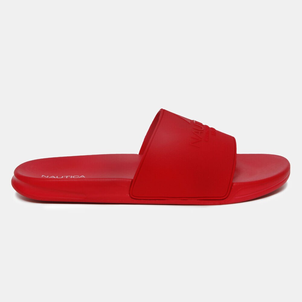 LOGO-EMBOSSED SLIDE SANDAL,Nautica Red,large