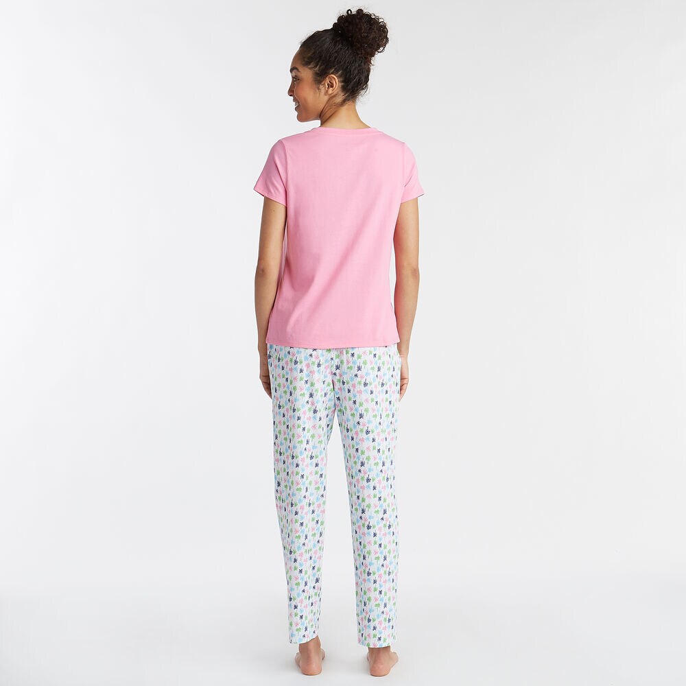 SHORT SLEEVE PAJAMA SET IN NEW PALM PRINT,Bright White,large