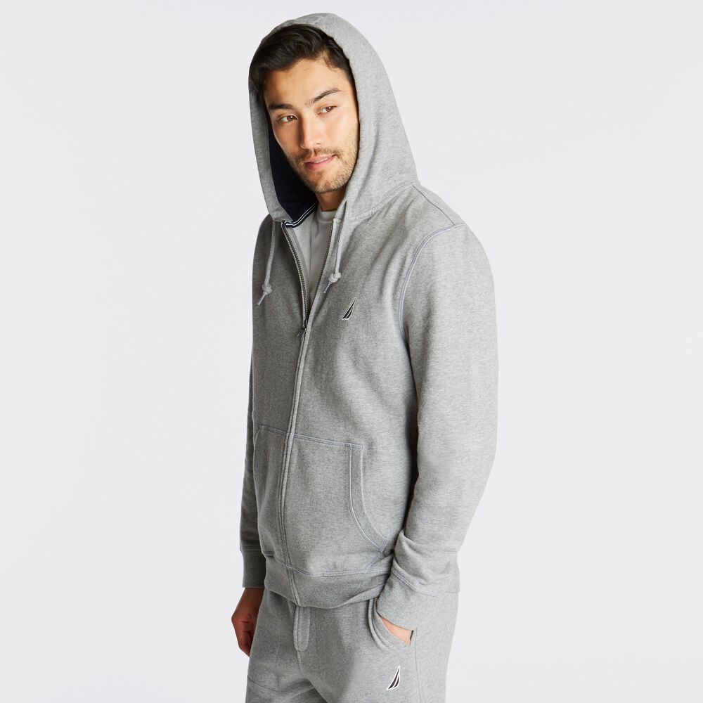 BIG & TALL FULL ZIP HOODIE,Stone Grey Heather,large