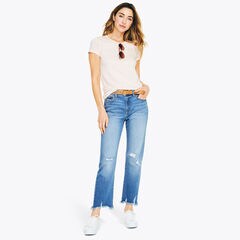 Solid Crewneck T-Shirt,Pale Pink,large