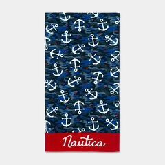 KIDS' TOSSED ANCHOR PRINT BEACH TOWEL,Workshirt Blue,large