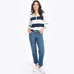TRUE FLEX MID-RISE STRAIGHT DENIM,Workshirt Blue,large