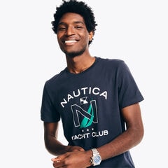 Yacht Club Graphic T-Shirt,Navy,large
