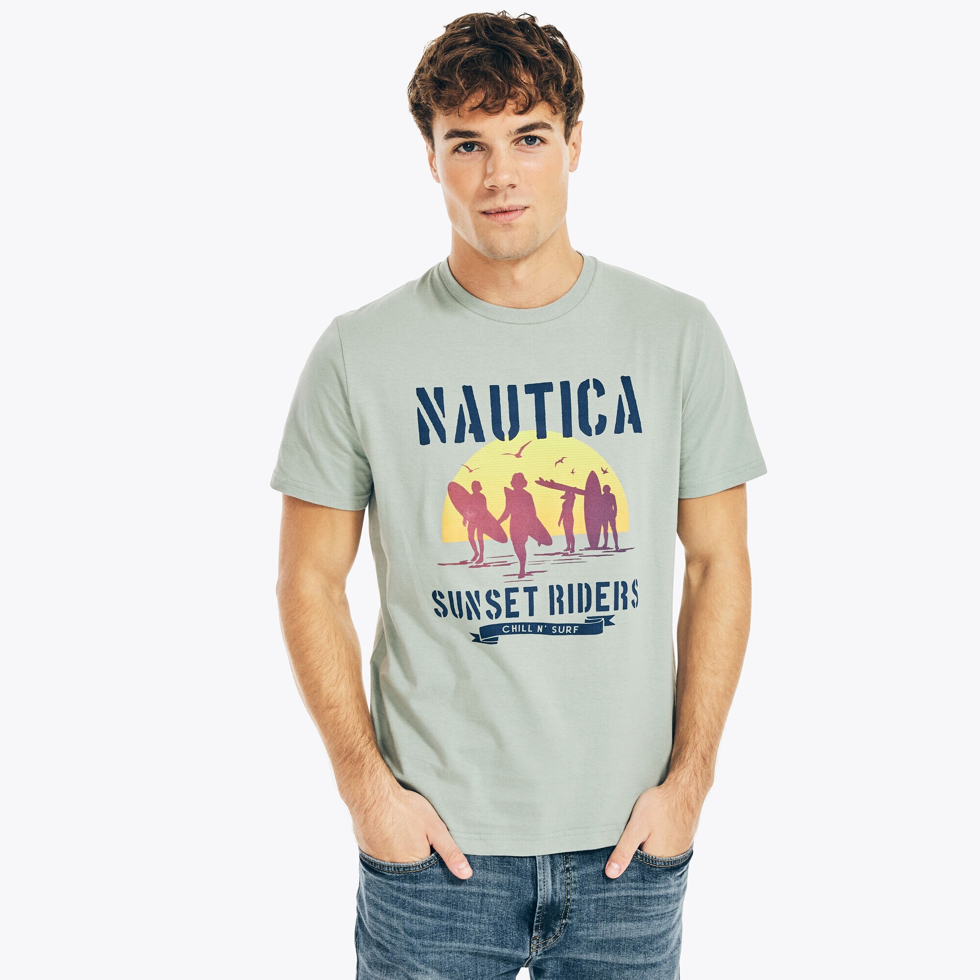 SUNSET RIDERS GRAPHIC T-SHIRT,Green Terrain,large