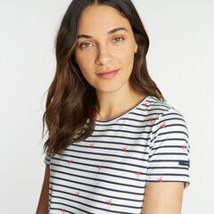 CLASSIC FIT T-SHIRT IN STRIPE & LOBSTER PRINT,Bright White,large
