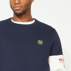 NAUTICA JEANS CO. ARM BAND SWEATER,Navy,large