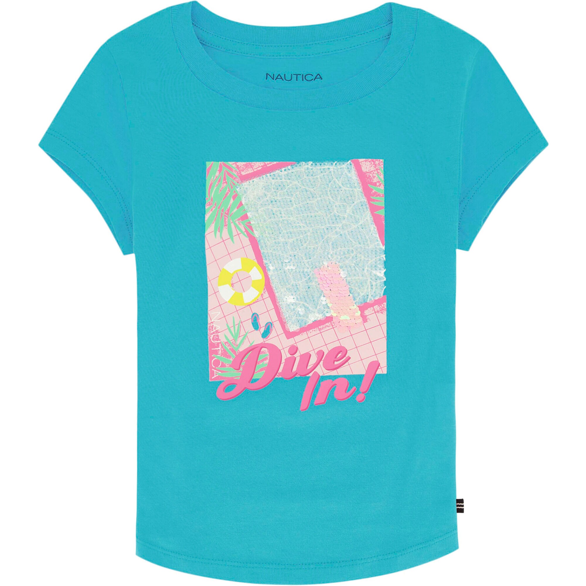 Girls' Dive In Magic T-Shirt (7-16),Beaming Blue,large