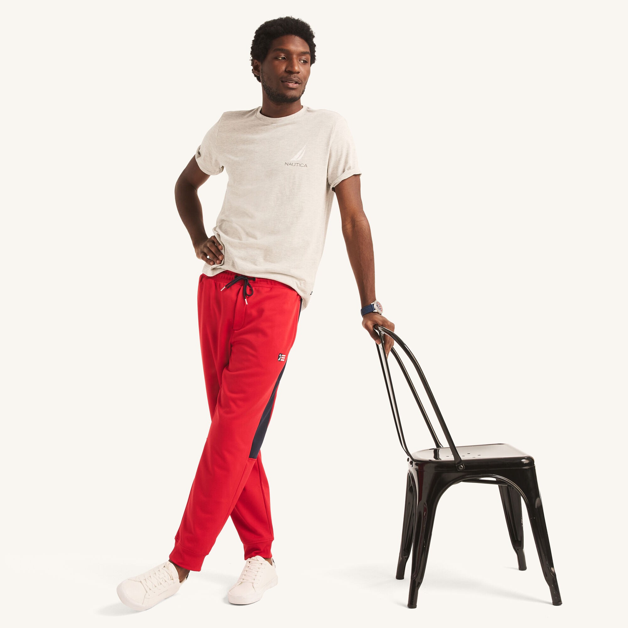 Colorblock Fleece Pant,Nautica Red,large