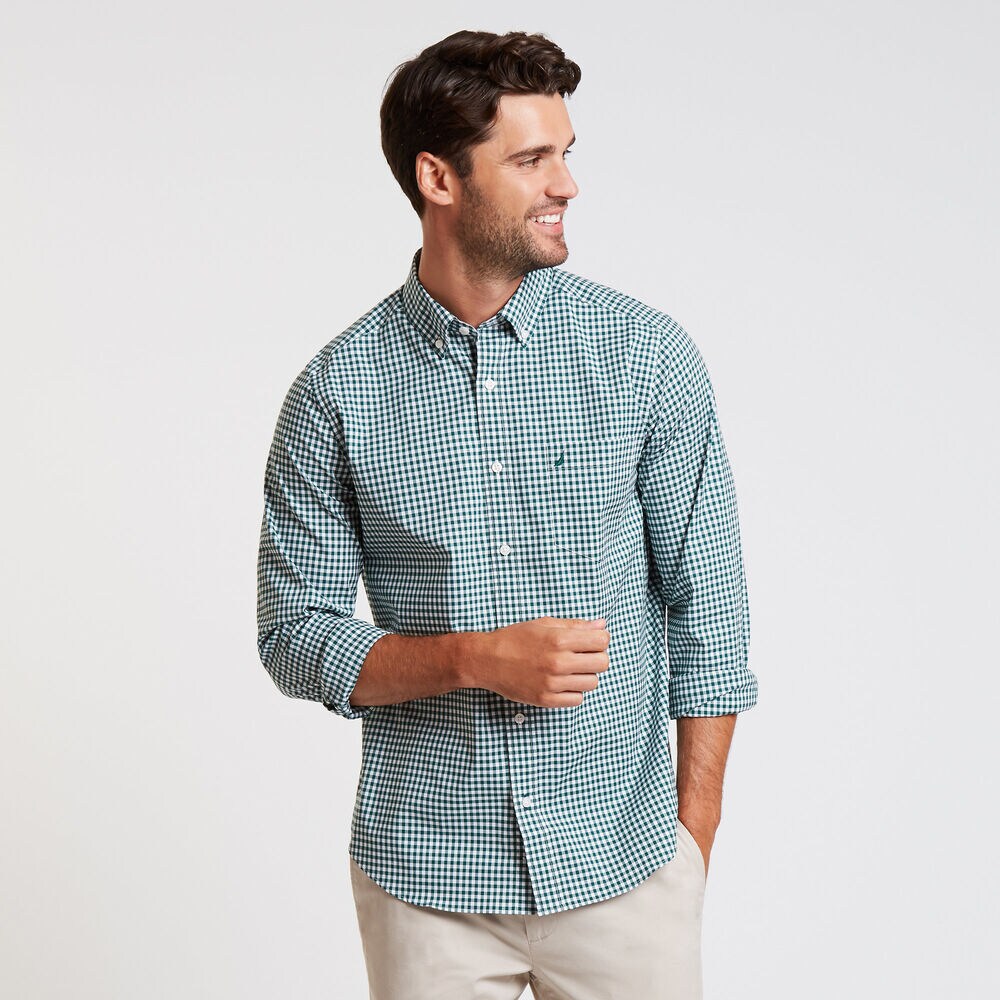 CLASSIC FIT GINGHAM POPLIN SHIRT,Cosmic Fern,large