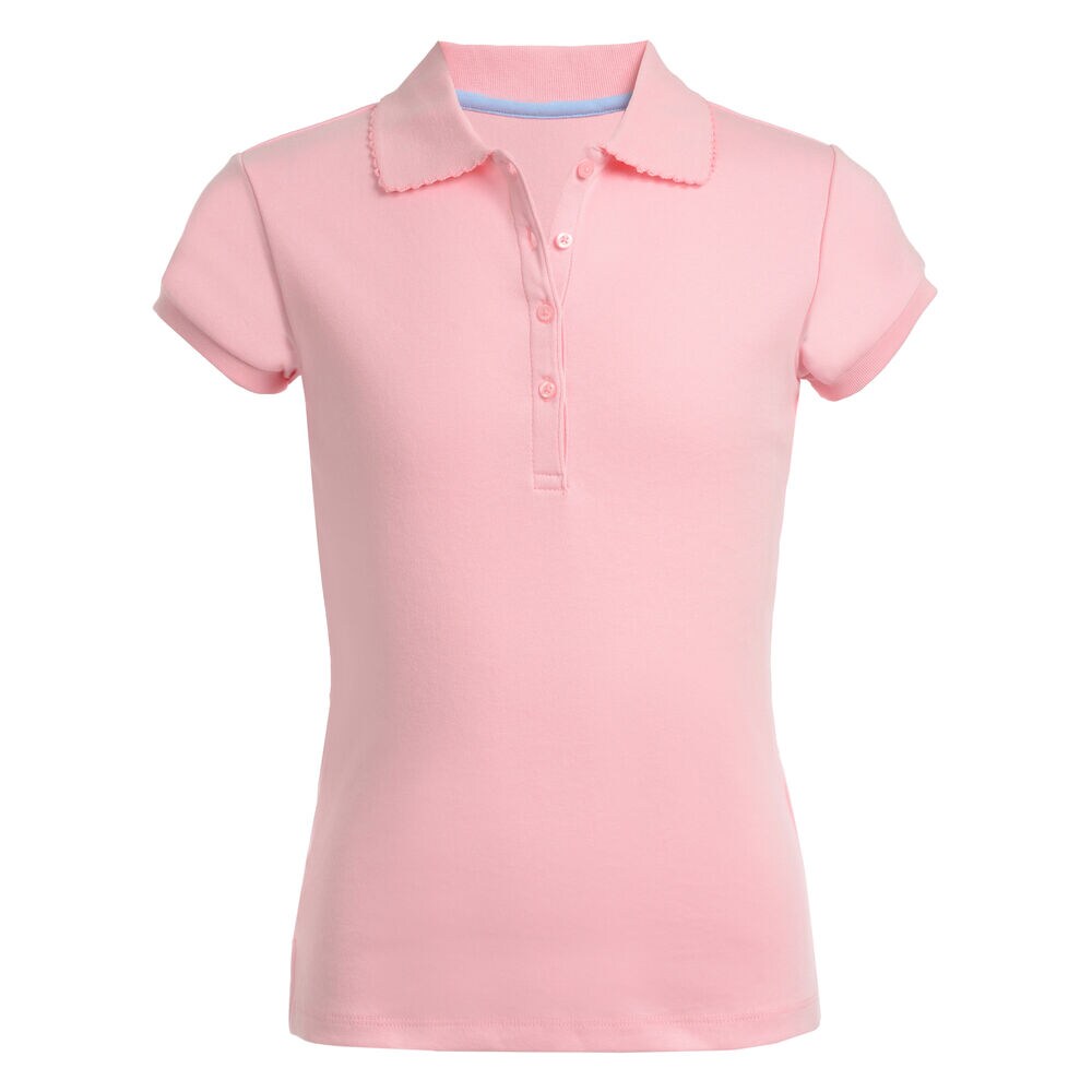 Girls' Short Sleeve Polo (7-16),Peach Glow,large