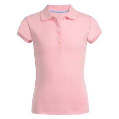Girls' Short Sleeve Polo (7-16),Peach Glow,large