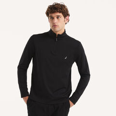 Textured Interlock Quarter-Zip Sweatshirt,True Black,large