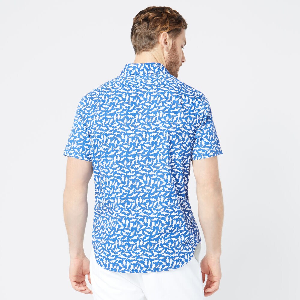 CLASSIC FIT SHARK PRINT SHIRT,Windsurf Blue,large