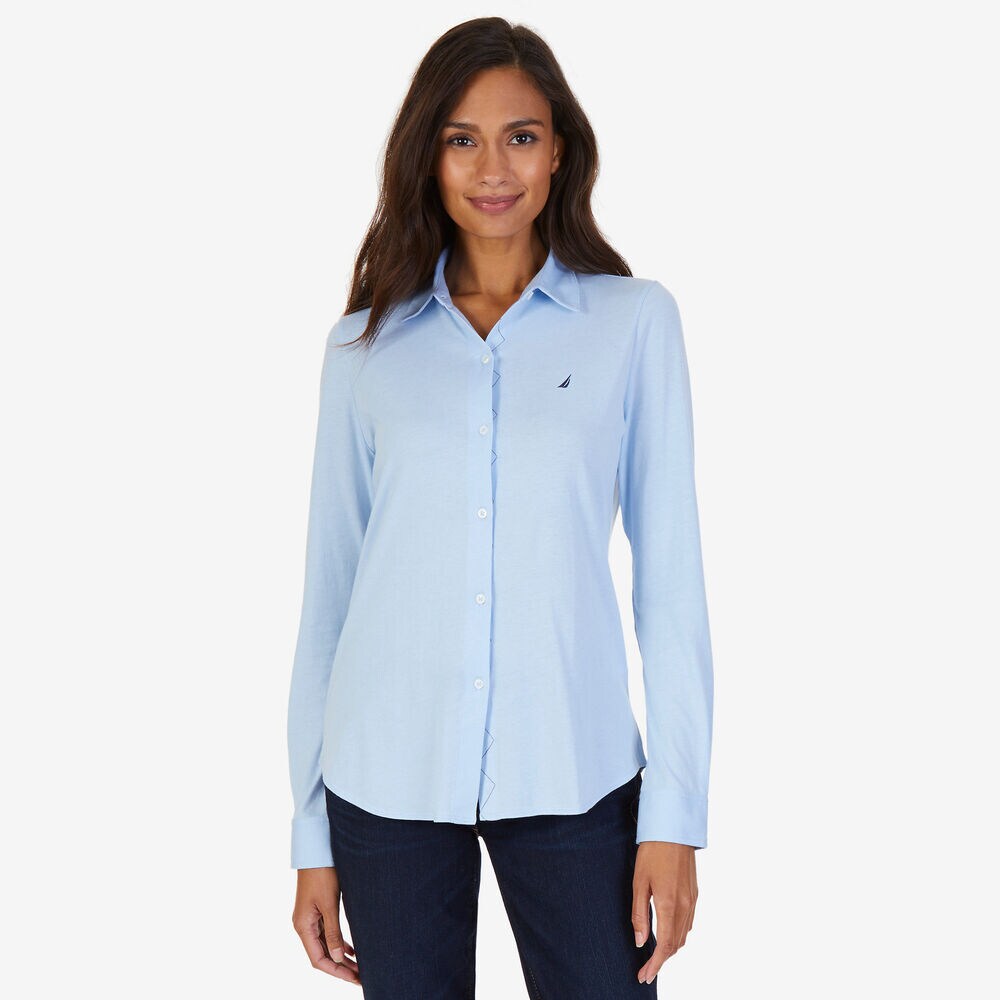 Button Down Perfect Shirt,Crystal Bay Blue,large