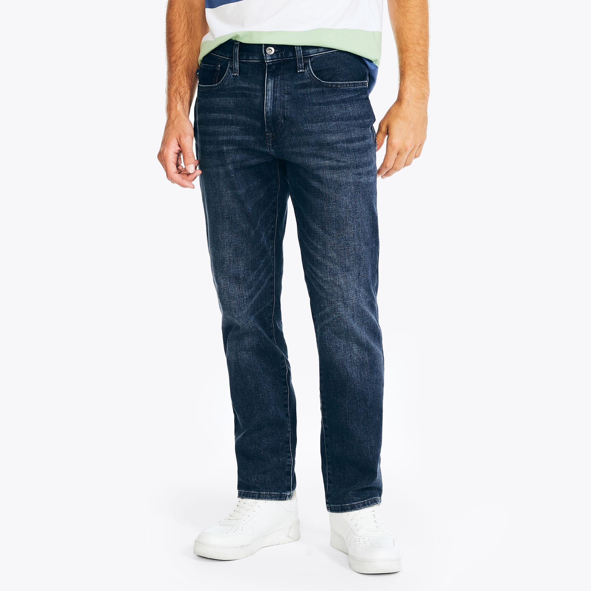 Vintage Straight Stretch Denim,Marine Blue,large