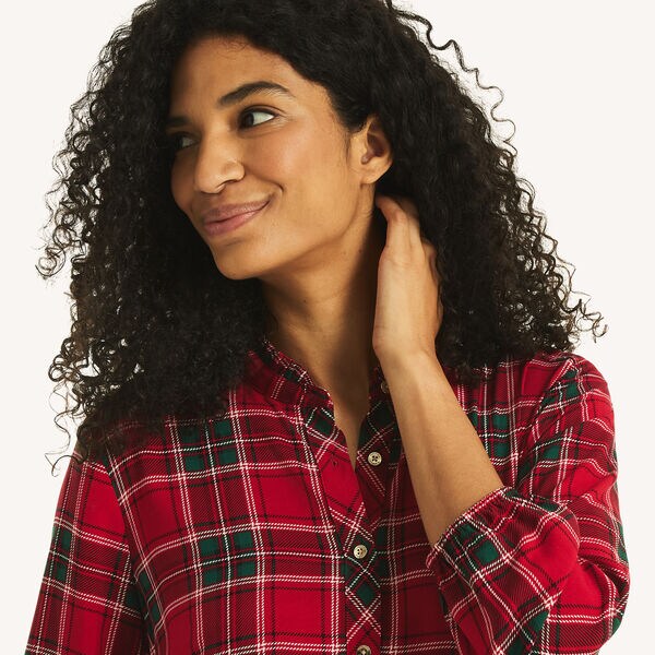 Ruffle-Neck Shirt Dress
