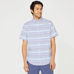 CLASSIC FIT SEERSUCKER STRIPE SHIRT,Star Sapphire,large