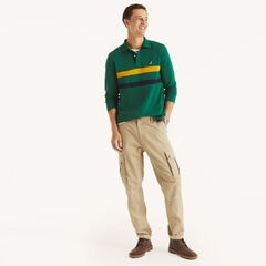 Classic Fit Long-Sleeve Striped Polo,Nile,large