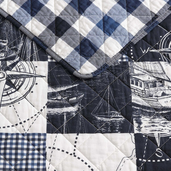 Sailor's Patchwork Blue Twin Quilt Set