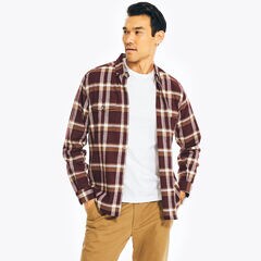 PLAID FLANNEL SHIRT,Rio Red,large