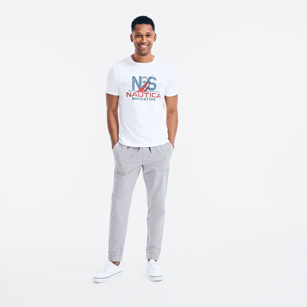 MAP NAVIGATION GRAPHIC T-SHIRT,Bright White,large