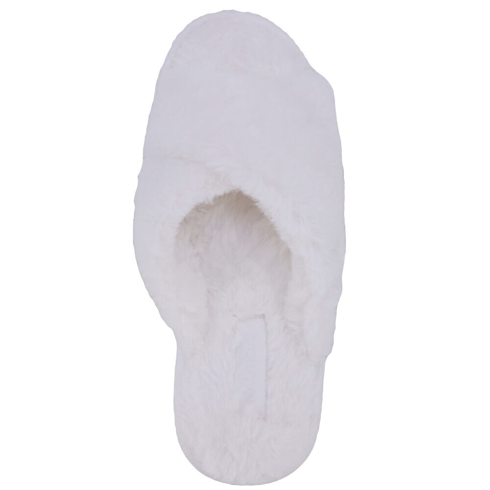 FAUX-FUR CRISSCROSS SLIDE SANDAL,Bright White,large