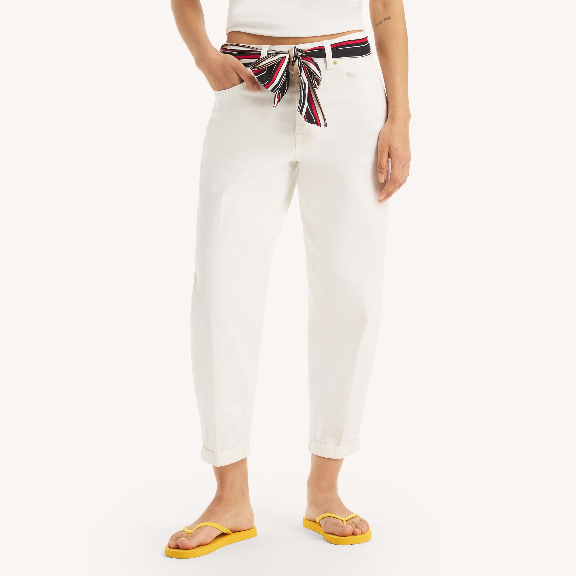 Belted High-Rise Jean,Antique White Wash,large