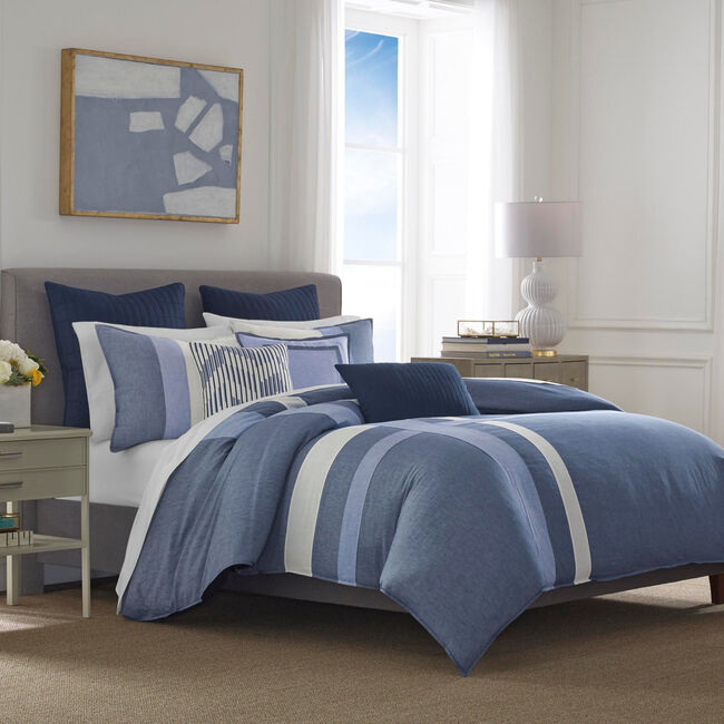 Waterbury Navy Full Queen Duvet Sham Set Nautica