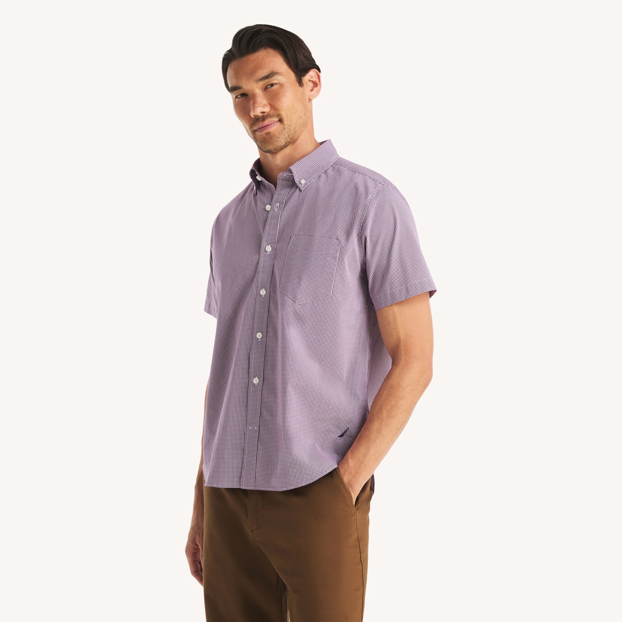 Checkered Classic Fit Shirt,Plum Classico,large