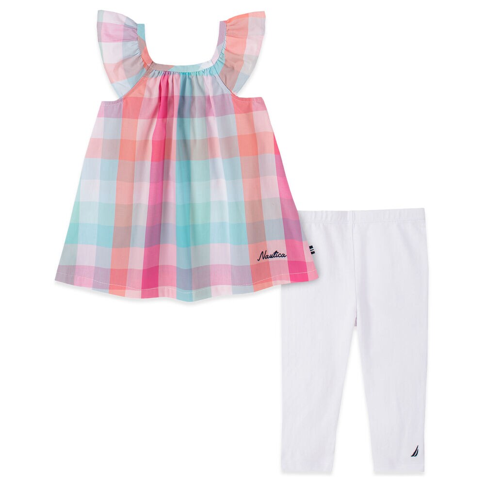 TODDLER GIRLS' PLAID CAPRI 2PC SET (2T-4T),Pink,large