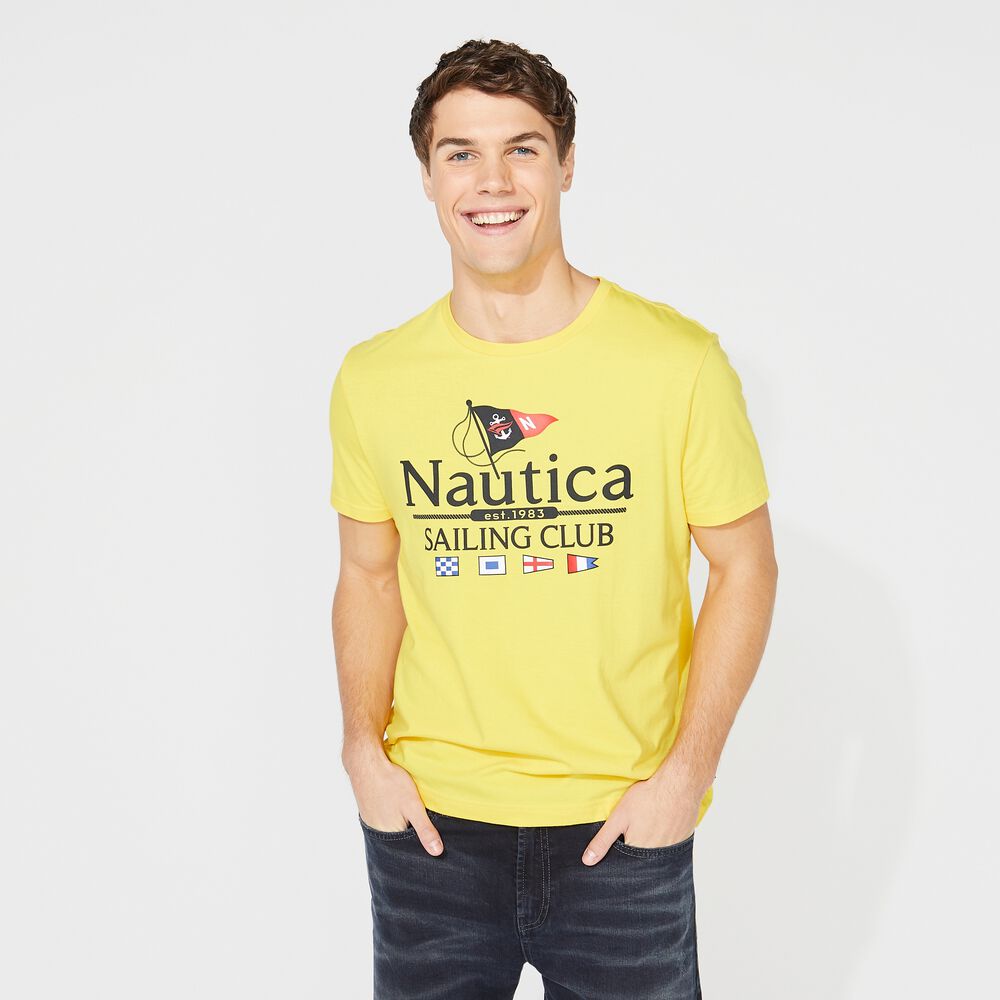 NAUTICA SAILING CLUB GRAPHIC TEE,Soft Yellow,large