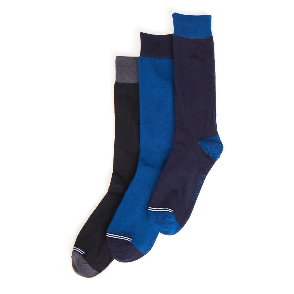 Solid Dress Socks, 3-Pack,Navy,large