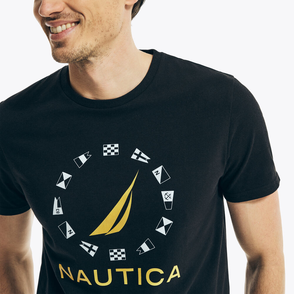 SUSTAINABLY CRAFTED FLAG GRAPHIC T-SHIRT,True Black,large