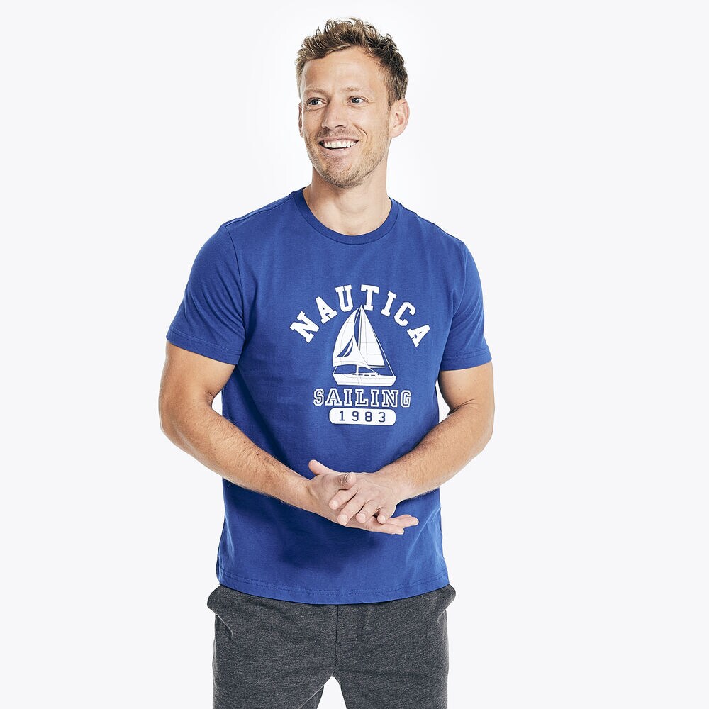 SAILING GRAPHIC SLEEP T-SHIRT,Bright Cobalt,large