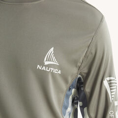 Nautica OTF Printed Long-Sleeve Shirt,Navy,large