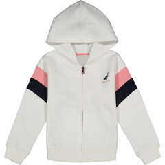 LITTLE GIRLS' COLORBLOCK FLEECE HOODIE (4-6x),White,large