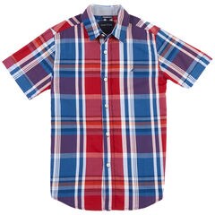Little Boys' Plaid Short Sleeve Shirt (4-7),Dark Acacia,large