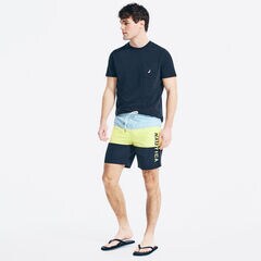 8" COLORBLOCK LOGO PRINT SWIM SHORTS,Cobalt Wave,large