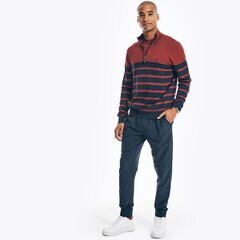 NAVTECH STRIPED QUARTER-ZIP SWEATER,Melonberry,large