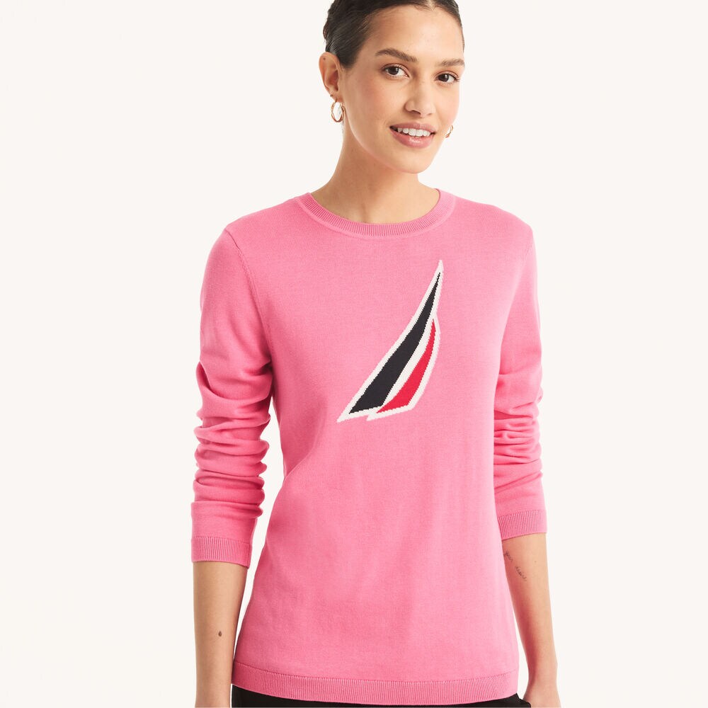 brand icon Crewneck Sweater,Rogue Red,large