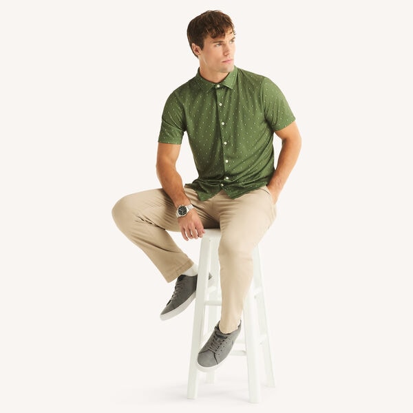 Printed Button-Down Polo