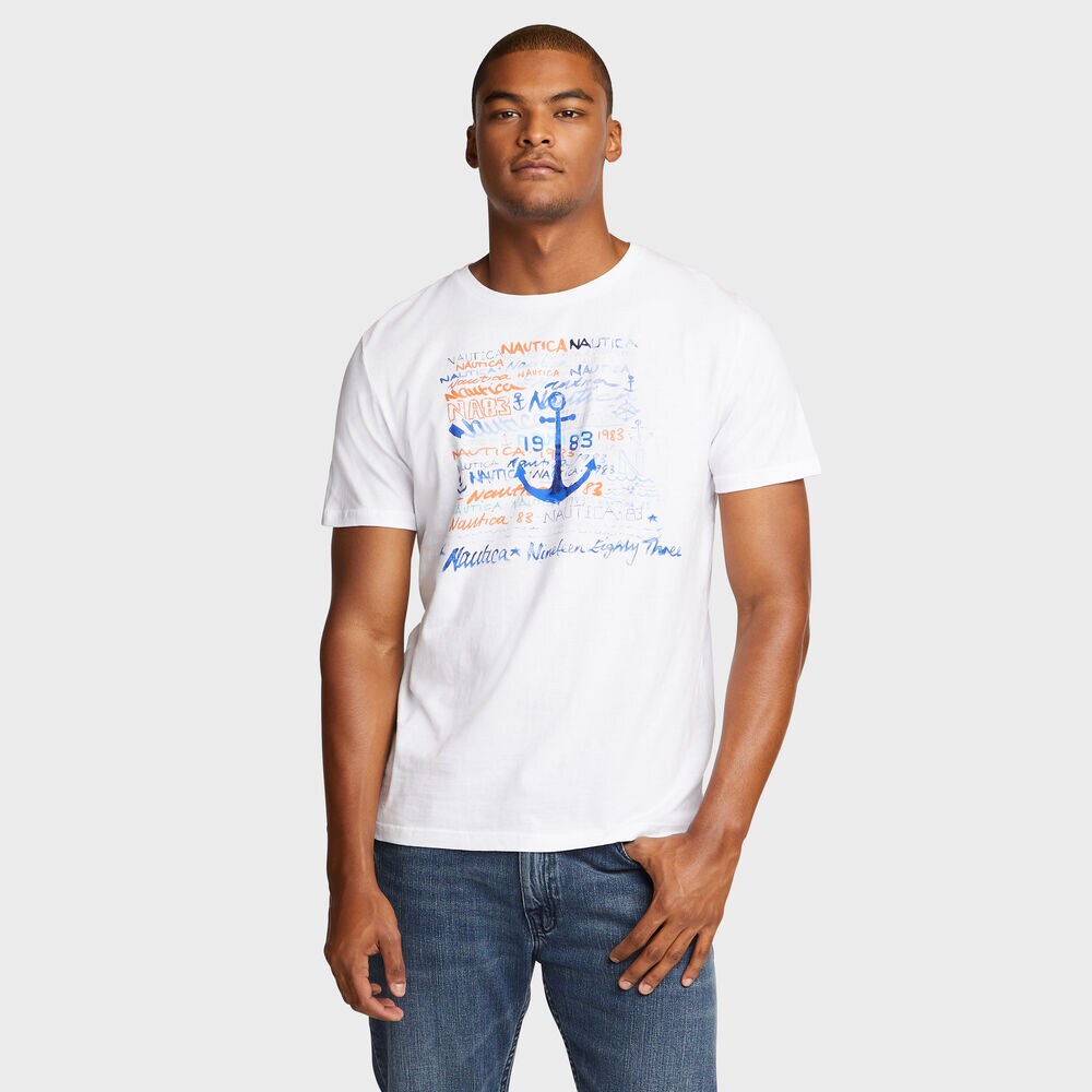 LOGO GRAFFITI GRAPHIC TEE,Bright White,large