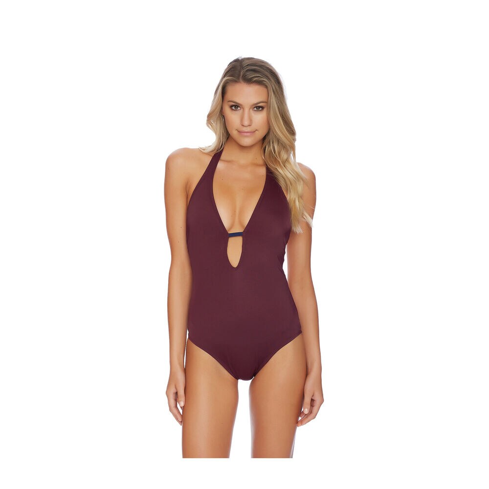 Soho Halter One-Piece Swimsuit,Crimson,large