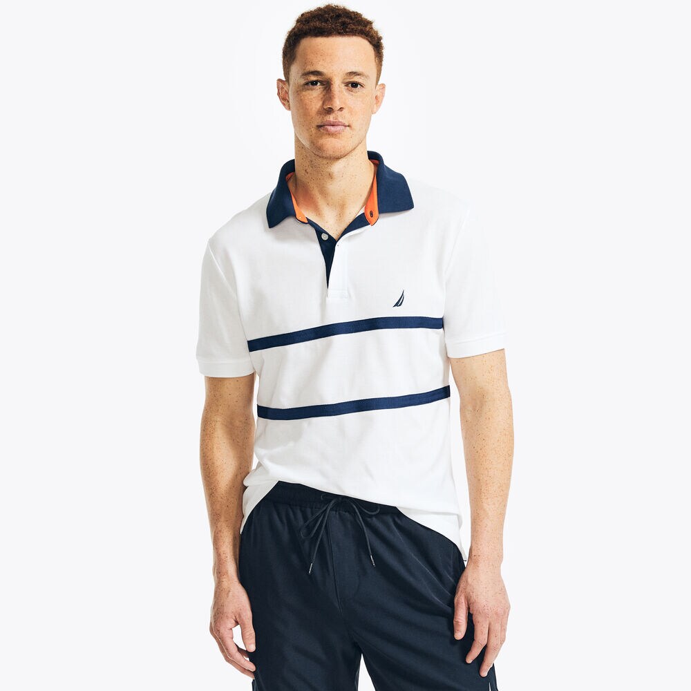 CLASSIC FIT CHEST-STRIPE POLO,Bright White,large