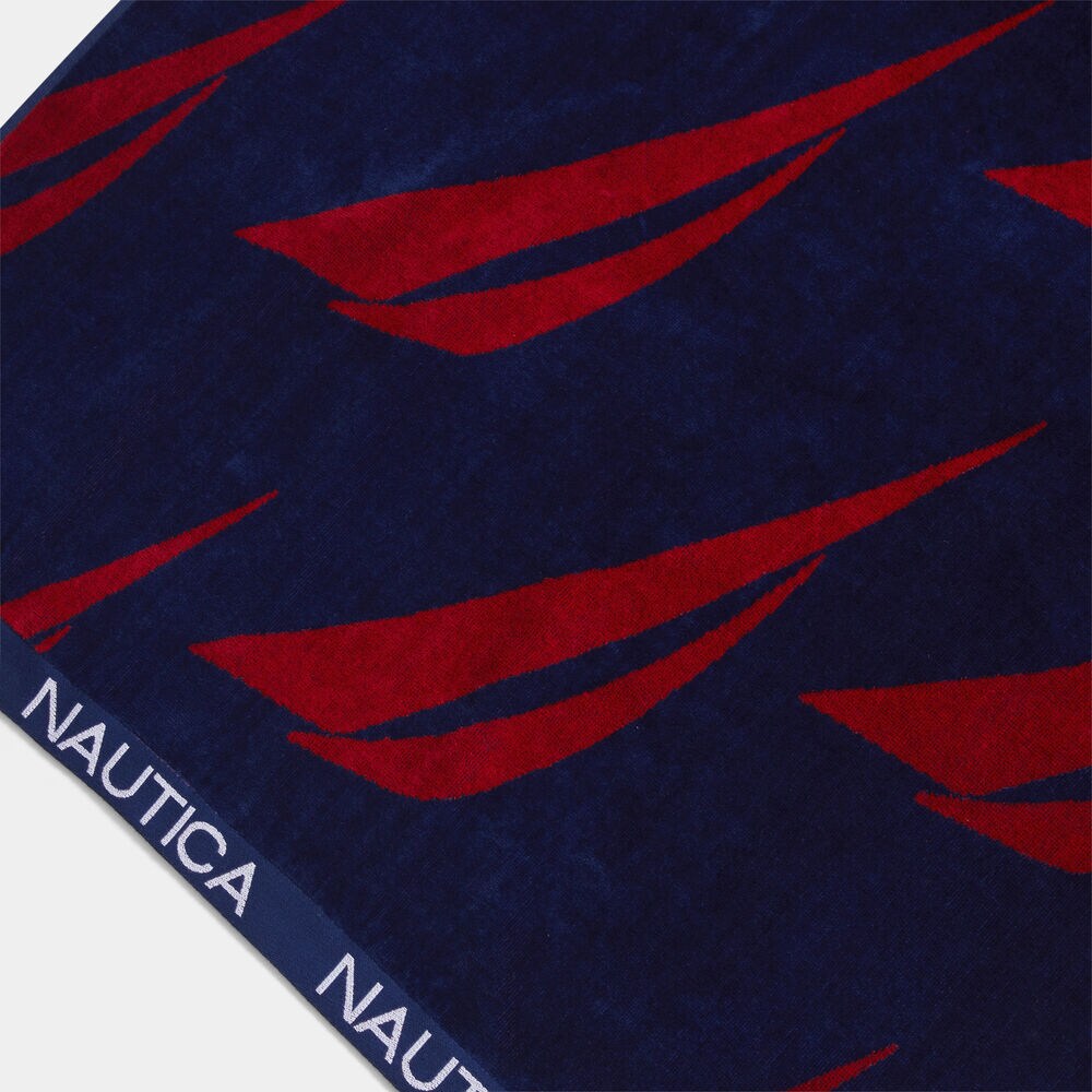 BRAND ICON PRINTED BEACH TOWEL,Nautica Red,large